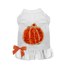 Chiffon Rose Halloween Pumpkin Dress (Color: White, size: small)