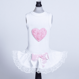 Laced Puff Heart Dress (Color: Pink, size: large)