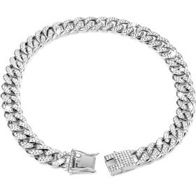Diamond Hip Hop Dog Collar Necklace (Option: Silver-22inch 55cm)